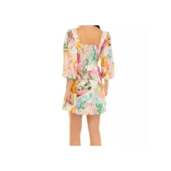 Vince Camuto Faux Wrap Square Neck Floral Print Dress Size 16 NEW - Picture 7 of 10